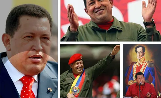 Las tres combinaciones de vestimenta de Hugo Chávez: traje oscuro, uniforme verde con boina roja y camisa roja