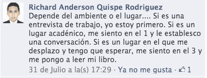 Respuesta de Richard Quispe al acertijo de las sillas