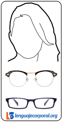 Lentes para rostro redondo: montura rectangular de alto contraste