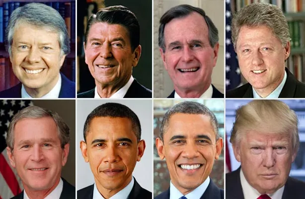 Fotos oficiales sonrientes de presidentes de Estados Unidos