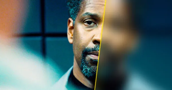 Lado derecho del rostro de Denzel Washington, aislado