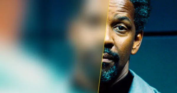 Lado izquierdo del rostro de Denzel Washington, aislado